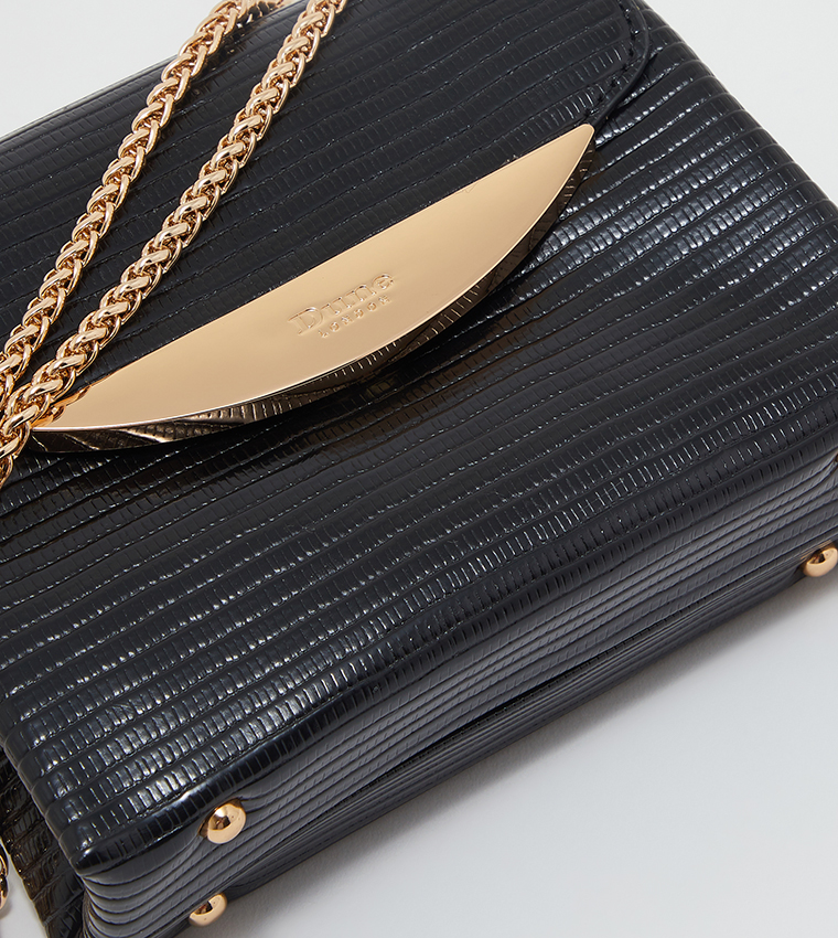 Buy Dune London Logo Embellished Flap Over Bag With Chain