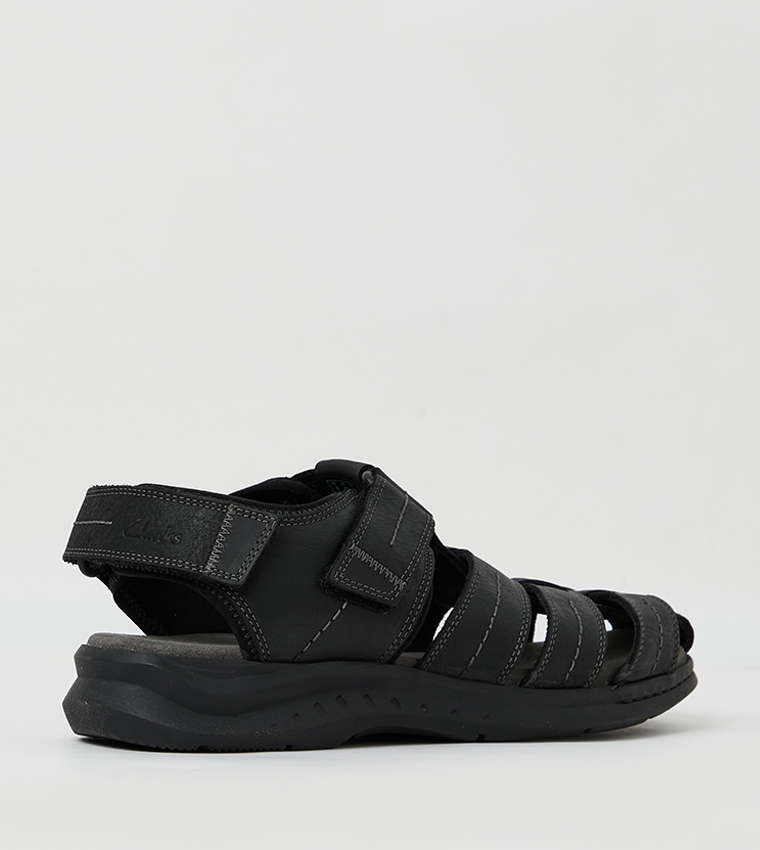 Buy Clarks Men Black Leather Sandals - Sandals for Men 2115807 | Myntra