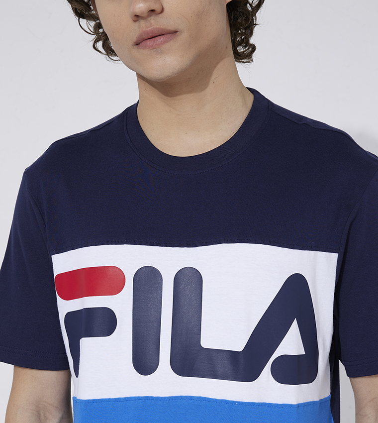 Buy Fila Color Block Logo Printed T Shirt In Navy 6thStreet Bahrain