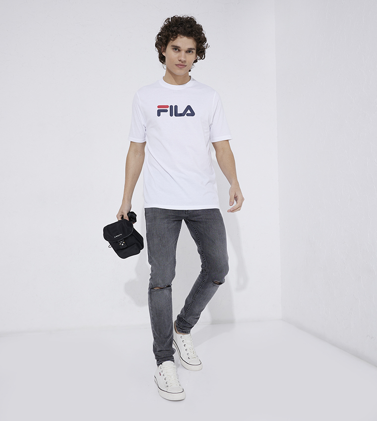 Buy Fila Logo Printed Crew Neck T Shirt In White 6thStreet Qatar