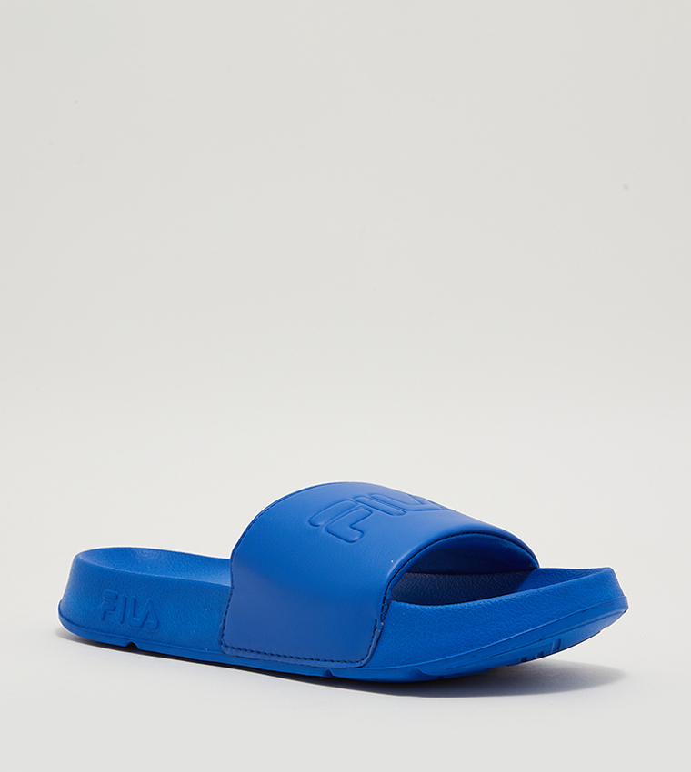 Buy Fila Logo Detail Open Toe Slides In Light Blue 6thStreet UAE