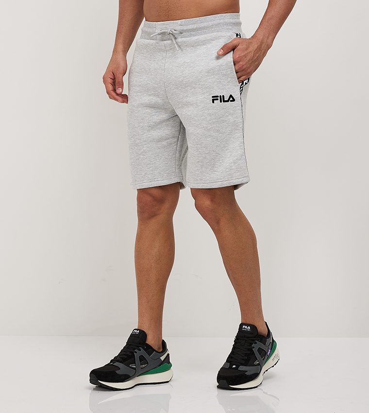 Buy Fila Logo Tape Drawstring Waist Shorts In Grey 6thStreet Saudi Arabia