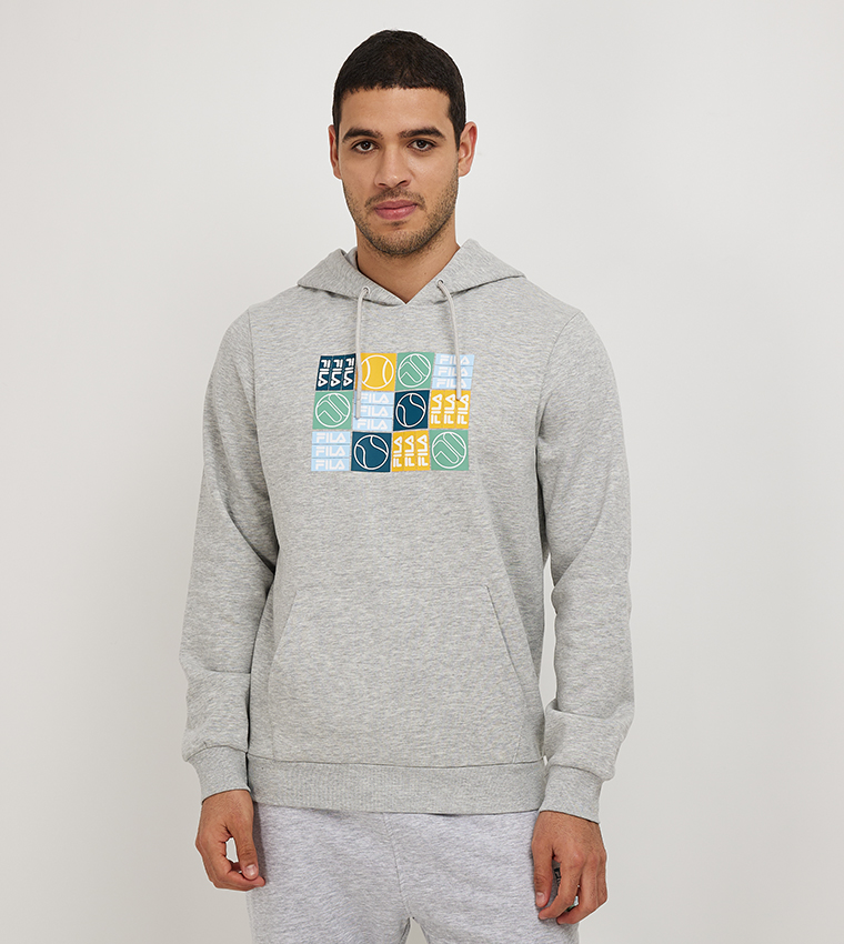 Buy Fila Graphic Print Long Sleeves Hoodie In Grey 6thStreet Bahrain