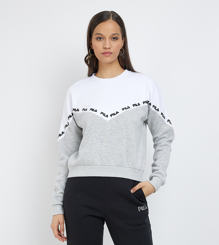 Buy Fila Color Block Crew Neck Sweatshirt In White 6thStreet Oman