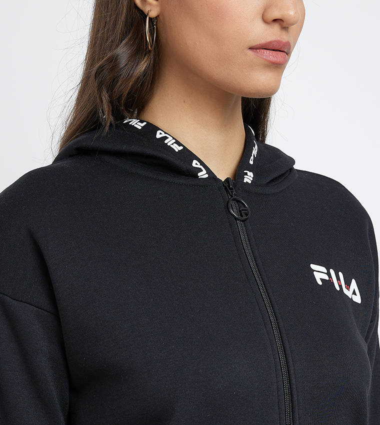 Buy Fila Logo Printed Hooded Jacket In Black 6thStreet Bahrain