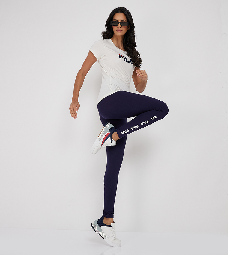 VolcanmtShops, Fila box logo high waisted leggings in navy