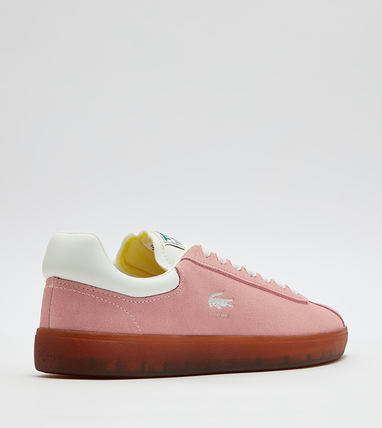 Buy Lacoste BASESHOT Logo Detail Lace Up Sneakers In Pink