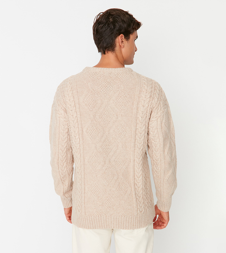 ADAGRO Cozy Sweater Drop Shoulder Cable Knit Sweater & Knit Pants (Color :  Beige, Size : Small) : : Clothing, Shoes & Accessories