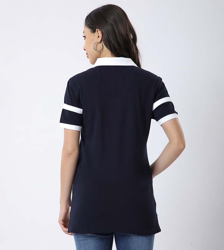 Contrast Detail Short Sleeves Polo T-Shirt