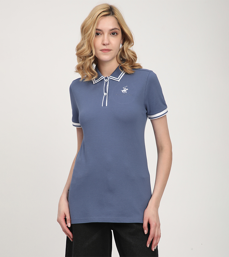 Contrast Tipping Short Sleeves Polo T-Shirt