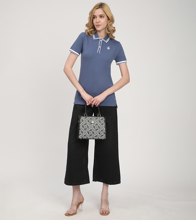 Contrast Tipping Short Sleeves Polo T-Shirt