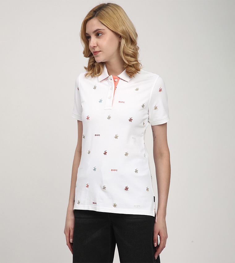 Logo Patterned Short Sleeves Polo T-Shirt
