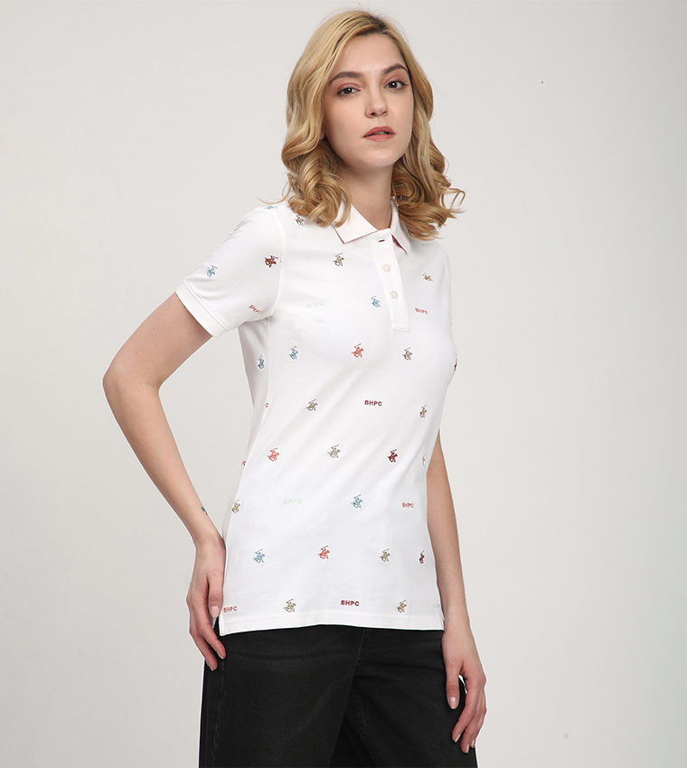 Logo Patterned Short Sleeves Polo T-Shirt