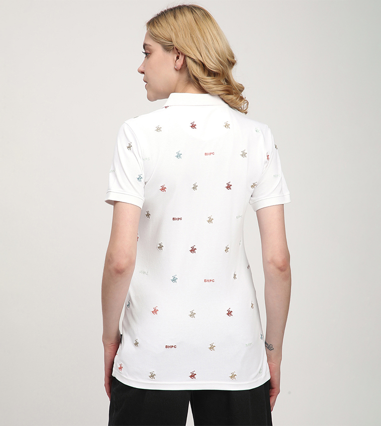 Logo Patterned Short Sleeves Polo T-Shirt
