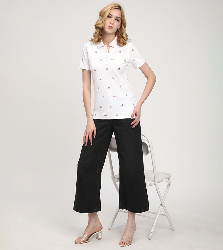 Logo Patterned Short Sleeves Polo T-Shirt