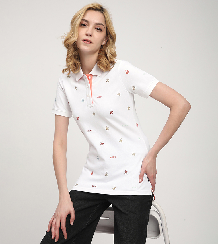 Logo Patterned Short Sleeves Polo T-Shirt