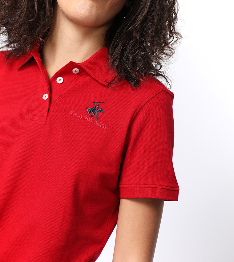3-Button Placket Short Sleeves Polo T-Shirt