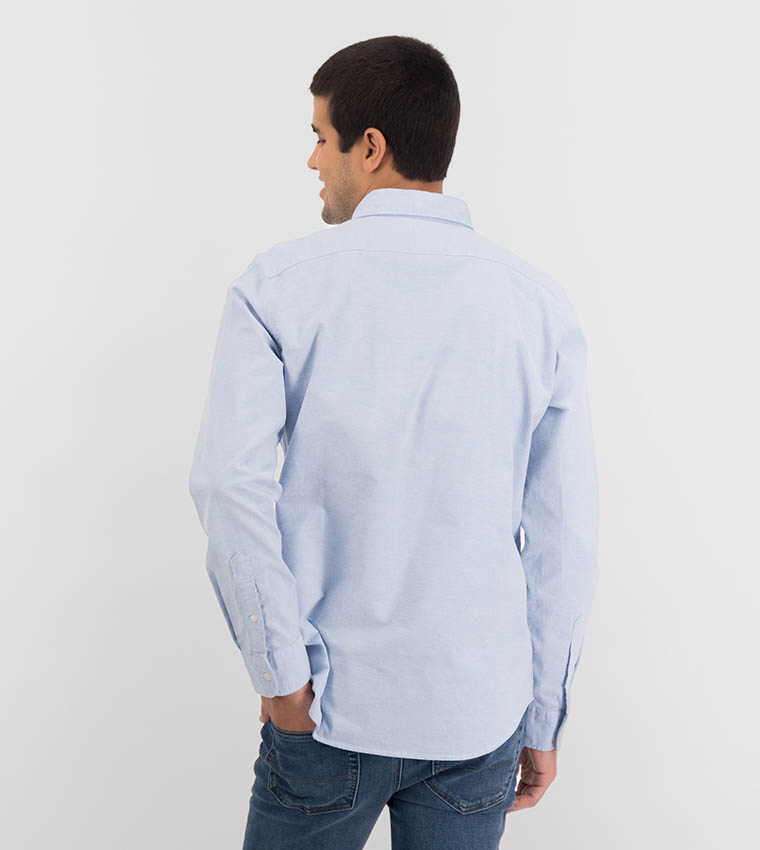 Buy American Eagle Slim Fit Flex Oxford Button Up Shirt In Blue