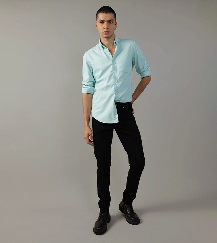 eagle slim fit dress shirts Eagle Iron Free Stretch Neck Pinpoint Oxford Shirt