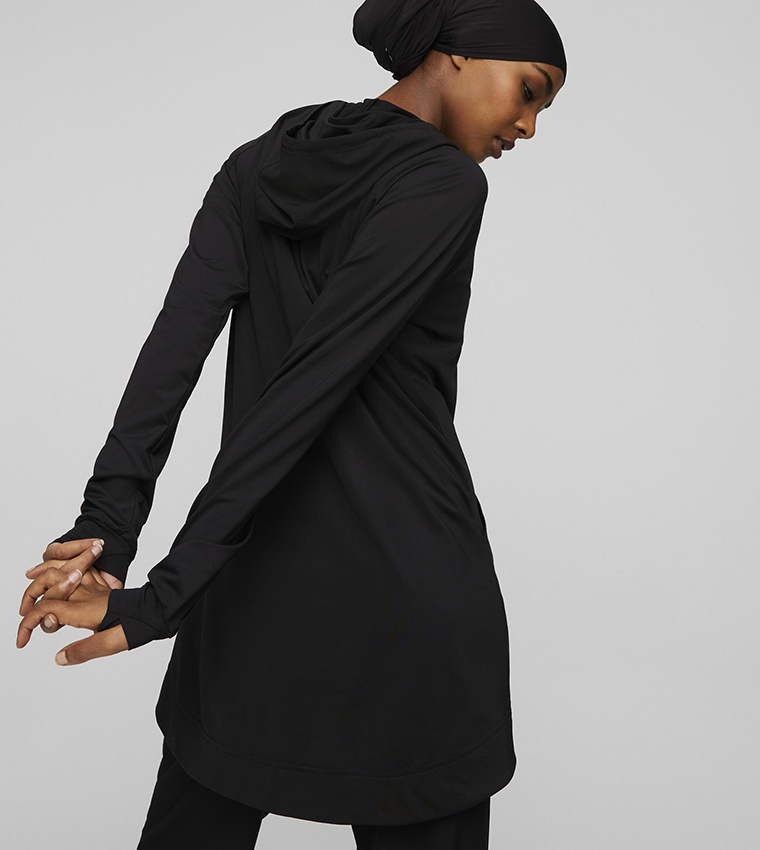 Logo Detail Modest Activewear Hoodie