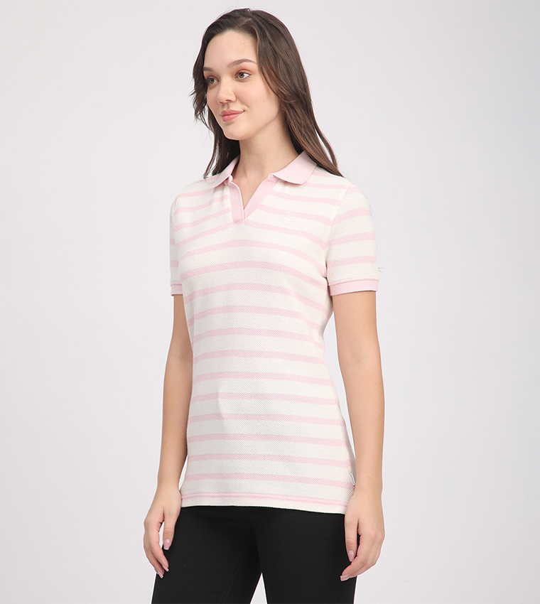 Striped Short Sleeves Polo T-Shirt
