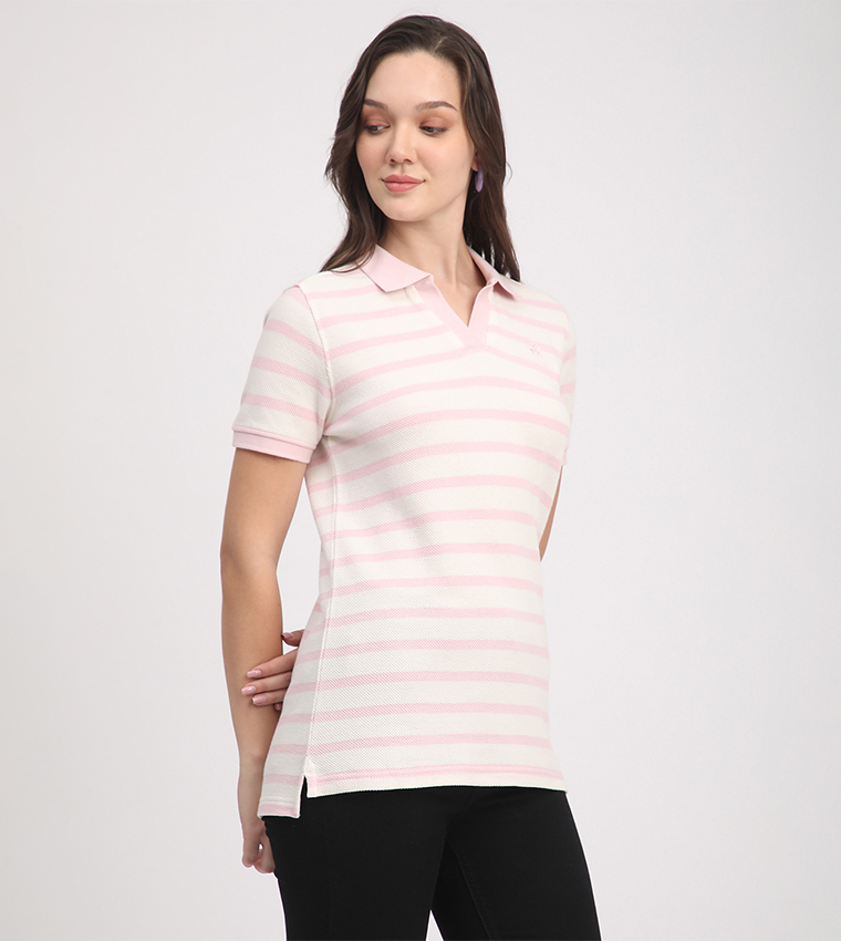 Striped Short Sleeves Polo T-Shirt