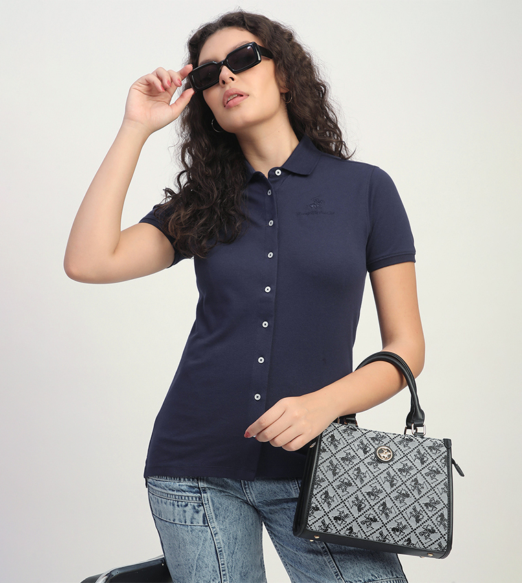 Logo Embroidered Short Sleeves Shirt