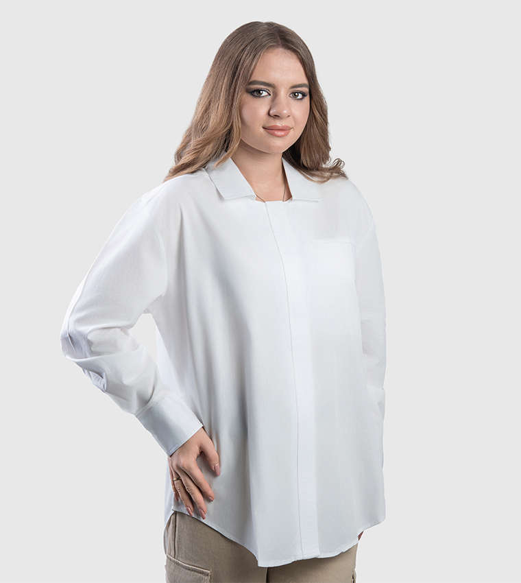 قميص سادة بأكمام طويلة  