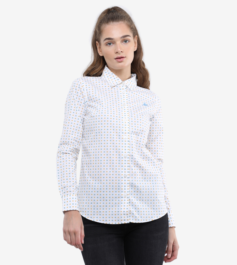 Cotton Poplin Eyelet Detail Woven Shirt