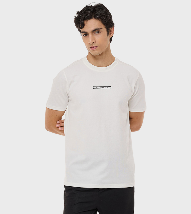 Printed T-Shirt with Crew Neck and Short Sleeves