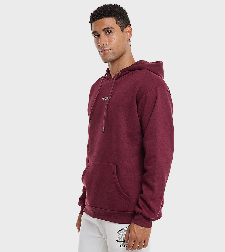Print Detail Hoodie with Long Sleeves