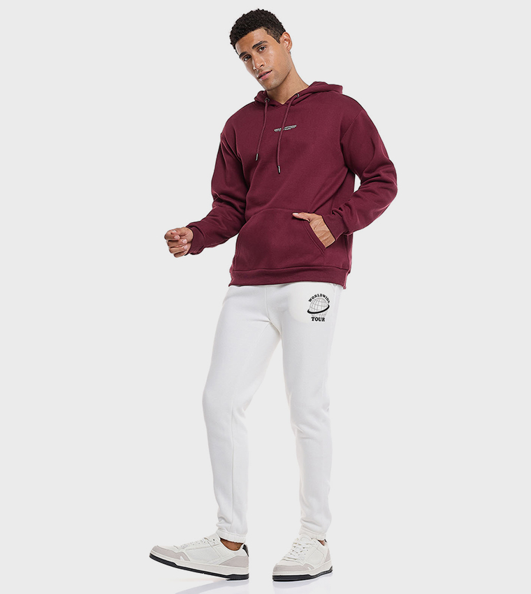 Print Detail Hoodie with Long Sleeves