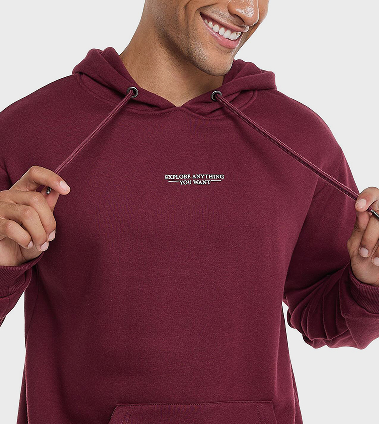 Print Detail Hoodie with Long Sleeves
