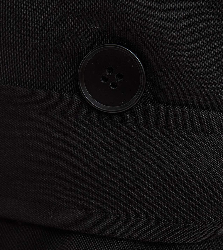 معطف سادة بياقة مزدوجة