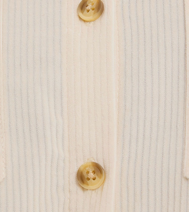 Corduroy Shirt with Classic Collar and Long Sleeves