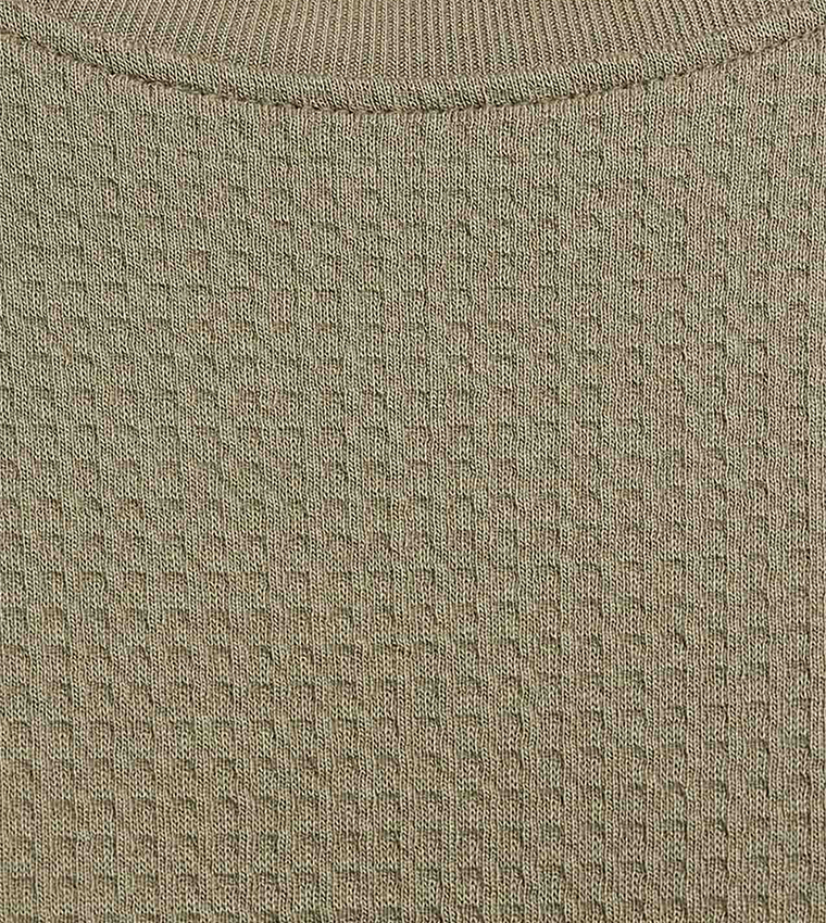 Solid T-Shirt with Crew Neck and Long Sleeves