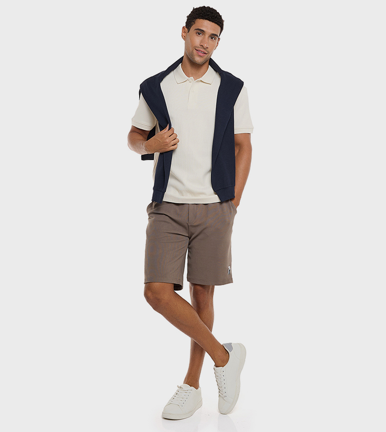 Textured Shorts with Drawstring Waist