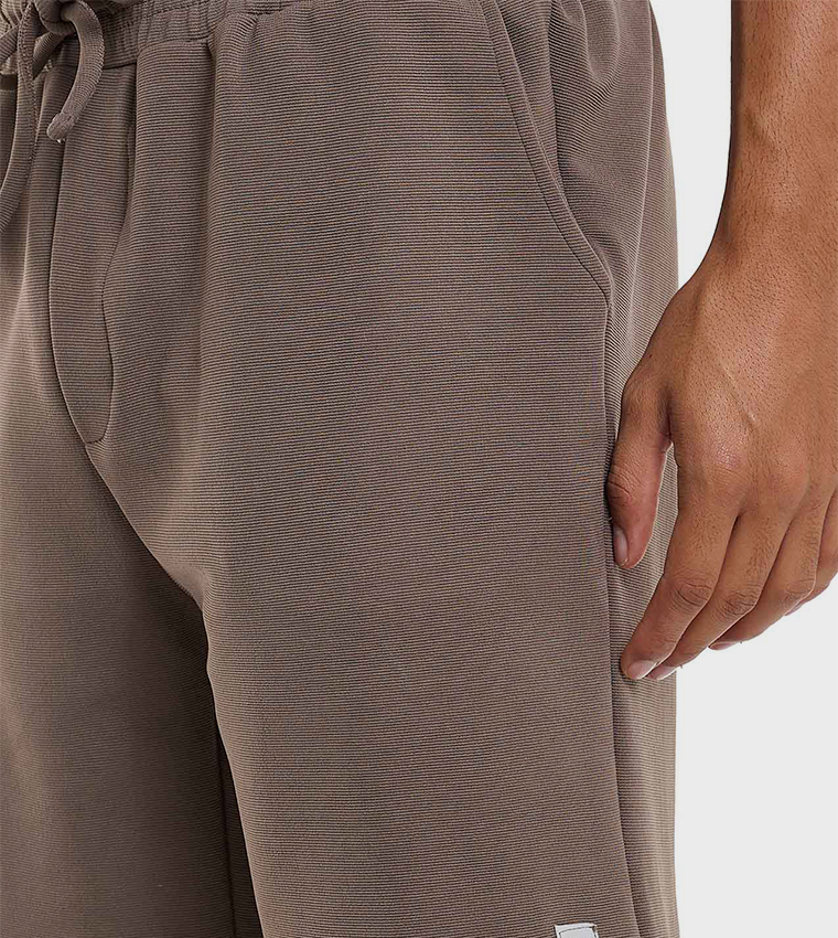 Textured Shorts with Drawstring Waist