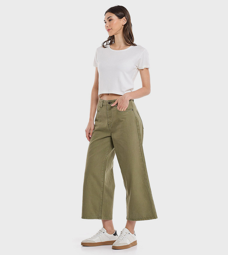 Solid Culottes with Button Closure