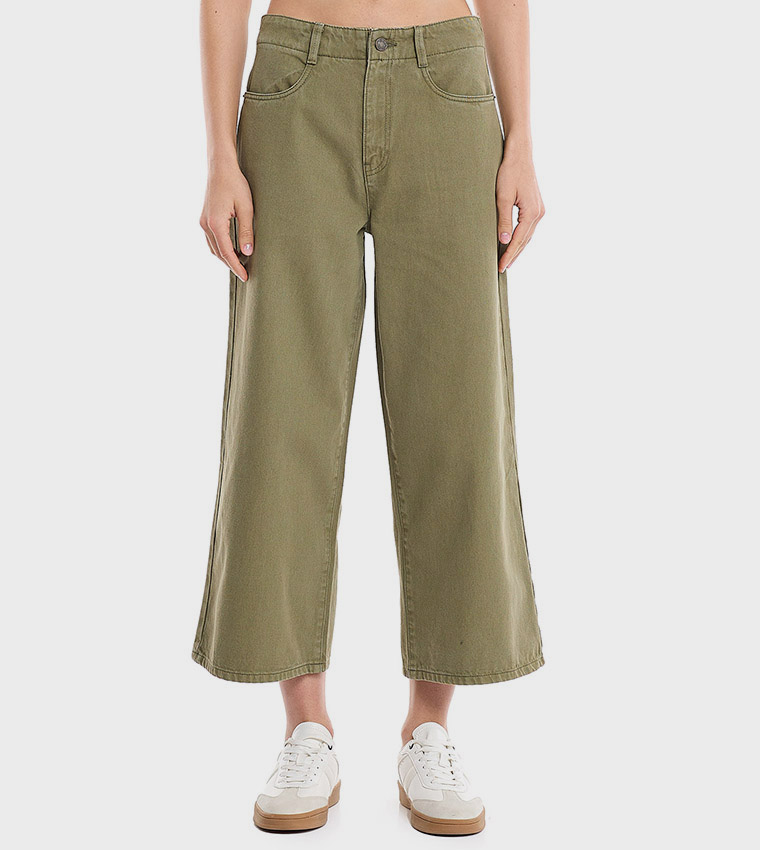 Solid Culottes with Button Closure