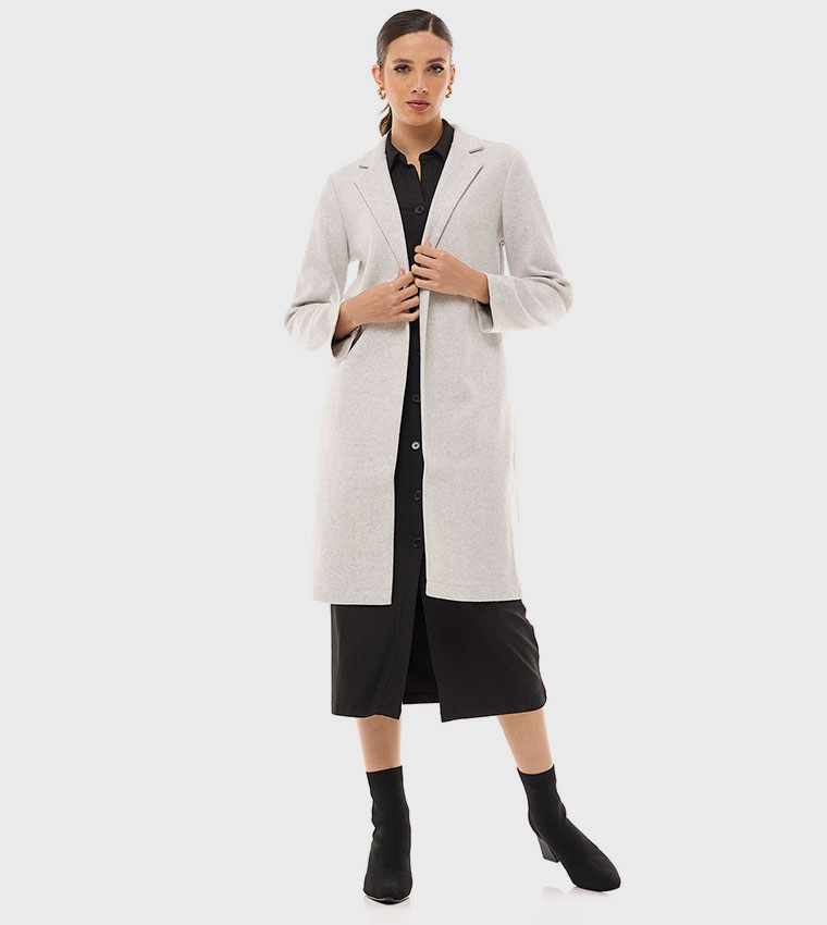 Textured Knitted Long Coat
