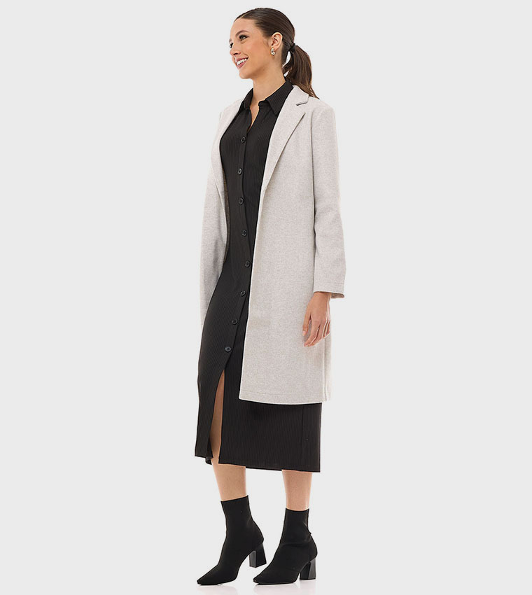 Textured Knitted Long Coat