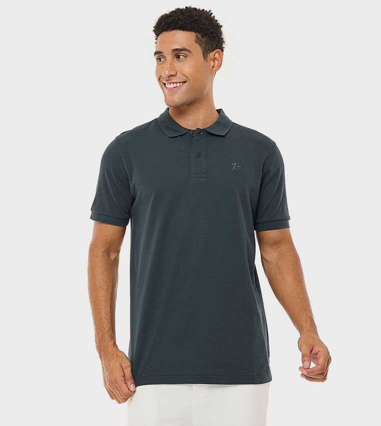 Solid Polo T-Shirt with Short Sleeves