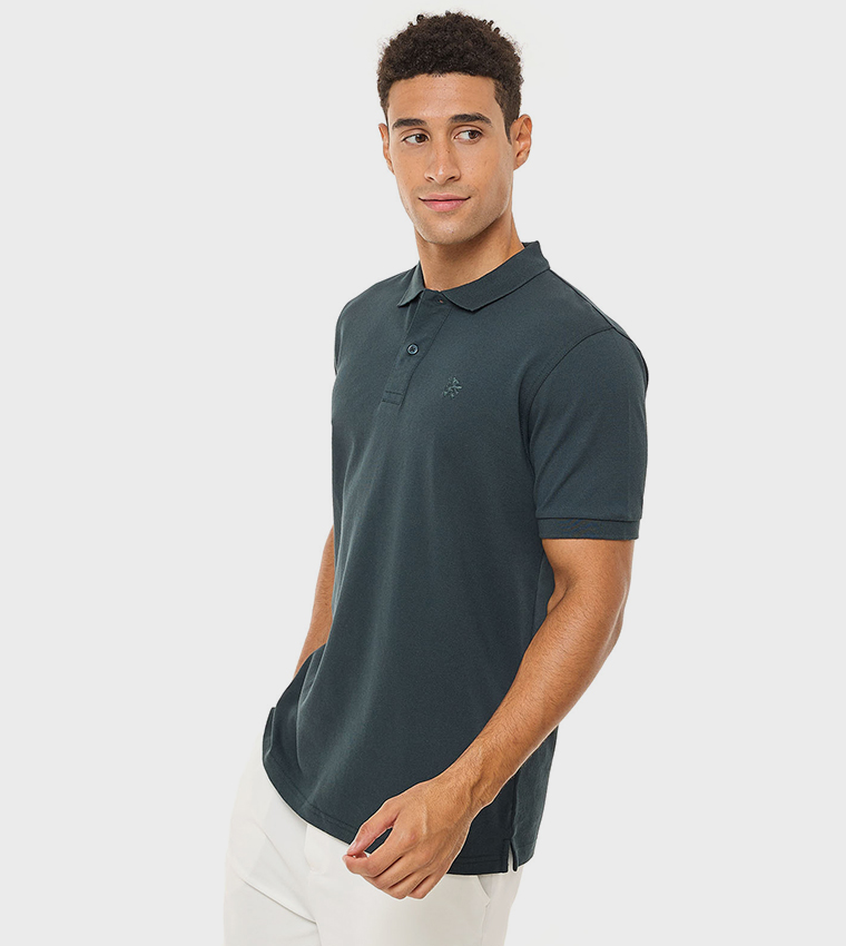 Solid Polo T-Shirt with Short Sleeves
