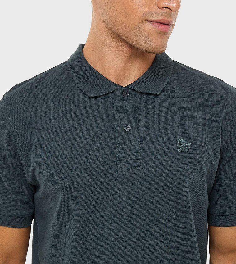 Solid Polo T-Shirt with Short Sleeves