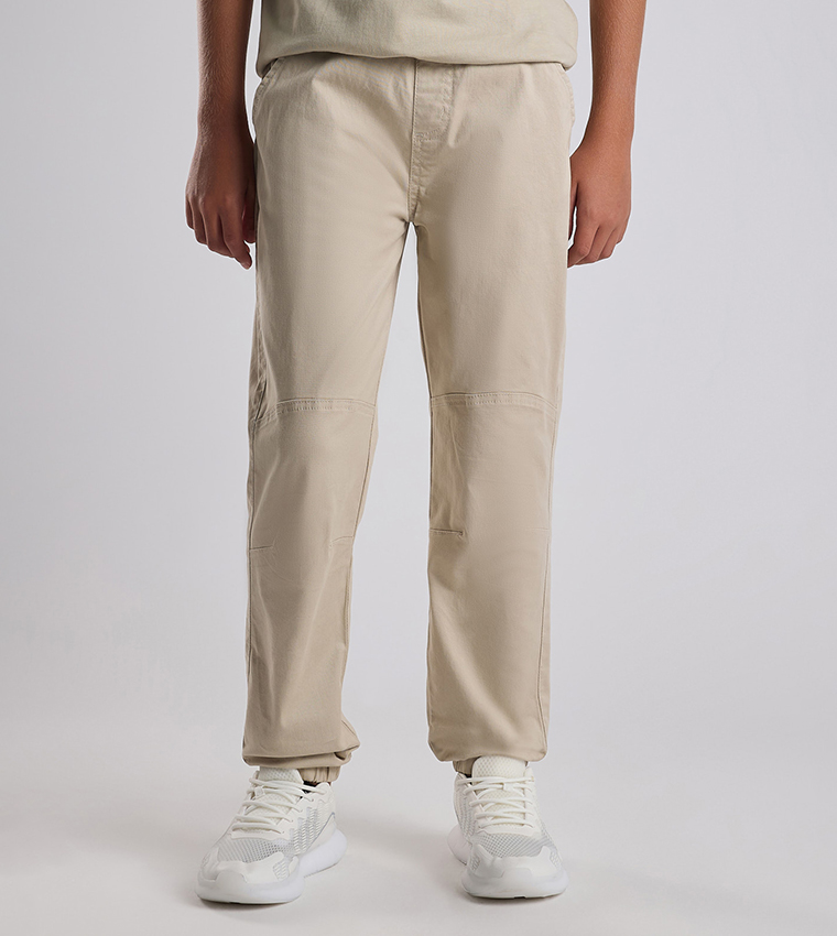 Solid Jogger Pants with Drawstring Waist