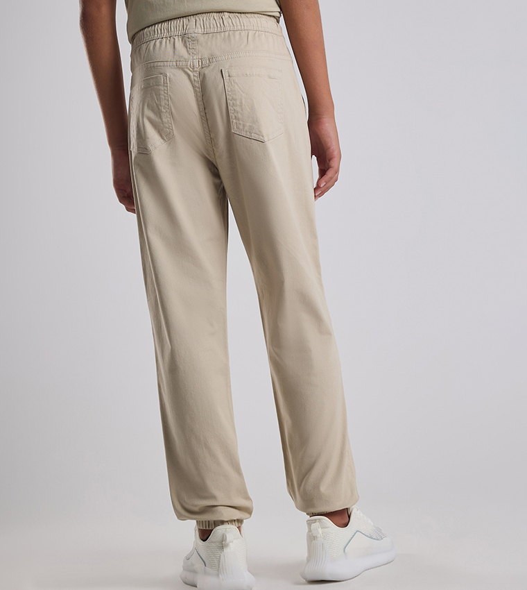 Solid Jogger Pants with Drawstring Waist