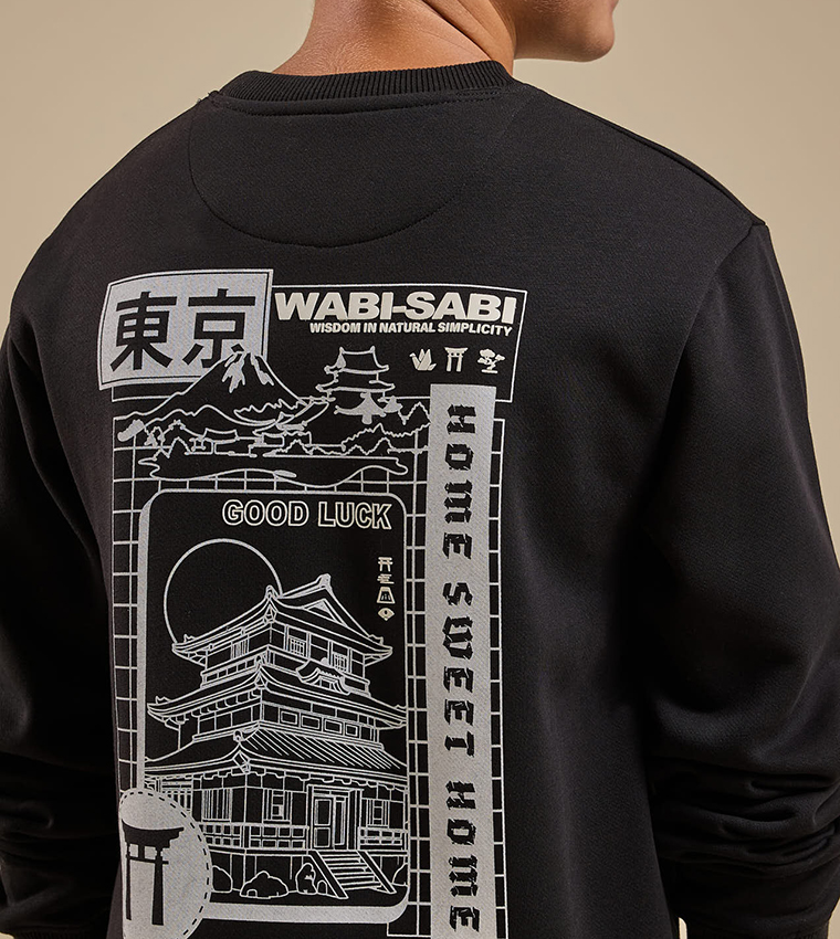 Printed Sweatshirt with Crew Neck and Long Sleeves