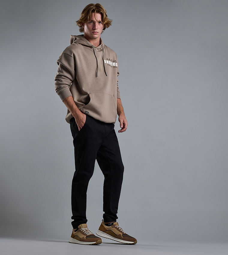 Solid Jogger Jeans with Drawstring Waist