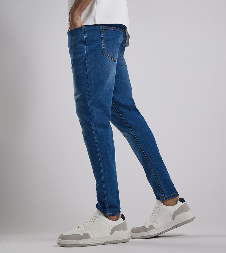 Faded Regular Fit Jeans with Button Closure